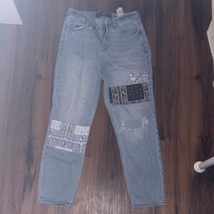 Hollister Gray Women's Straight Leg Jeans with Patchwork